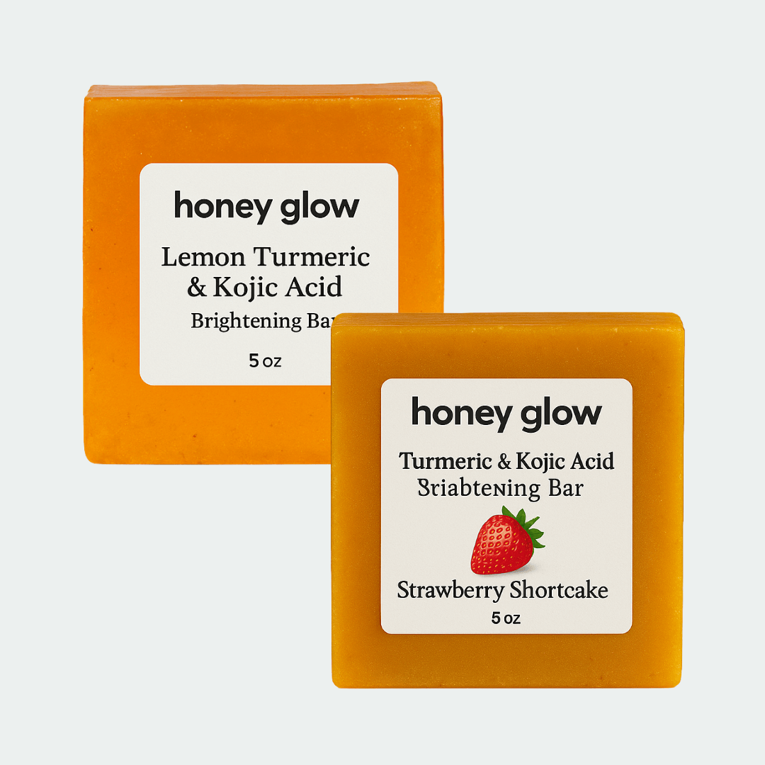 Glow Bar Duo Bundle – Kojic Acid Soap Set (Classic + 1 Scented) for Face & Body | Brightening & Even Skin Tone - Honey Glow