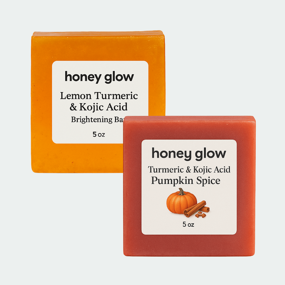 Glow Bar Duo Bundle – Kojic Acid Soap Set (Classic + 1 Scented) for Face & Body | Brightening & Even Skin Tone - Honey Glow