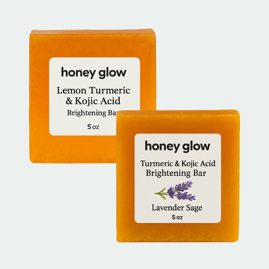 Glow Bar Duo Bundle – Kojic Acid Soap Set (Classic + 1 Scented) for Face & Body | Brightening & Even Skin Tone - Honey Glow