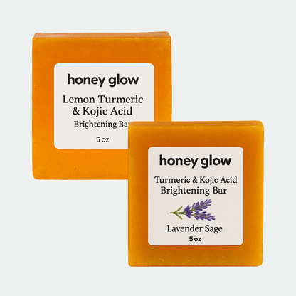 Glow Bar Duo Bundle – Kojic Acid Soap Set (Classic + 1 Scented) for Face & Body | Brightening & Even Skin Tone - Honey Glow