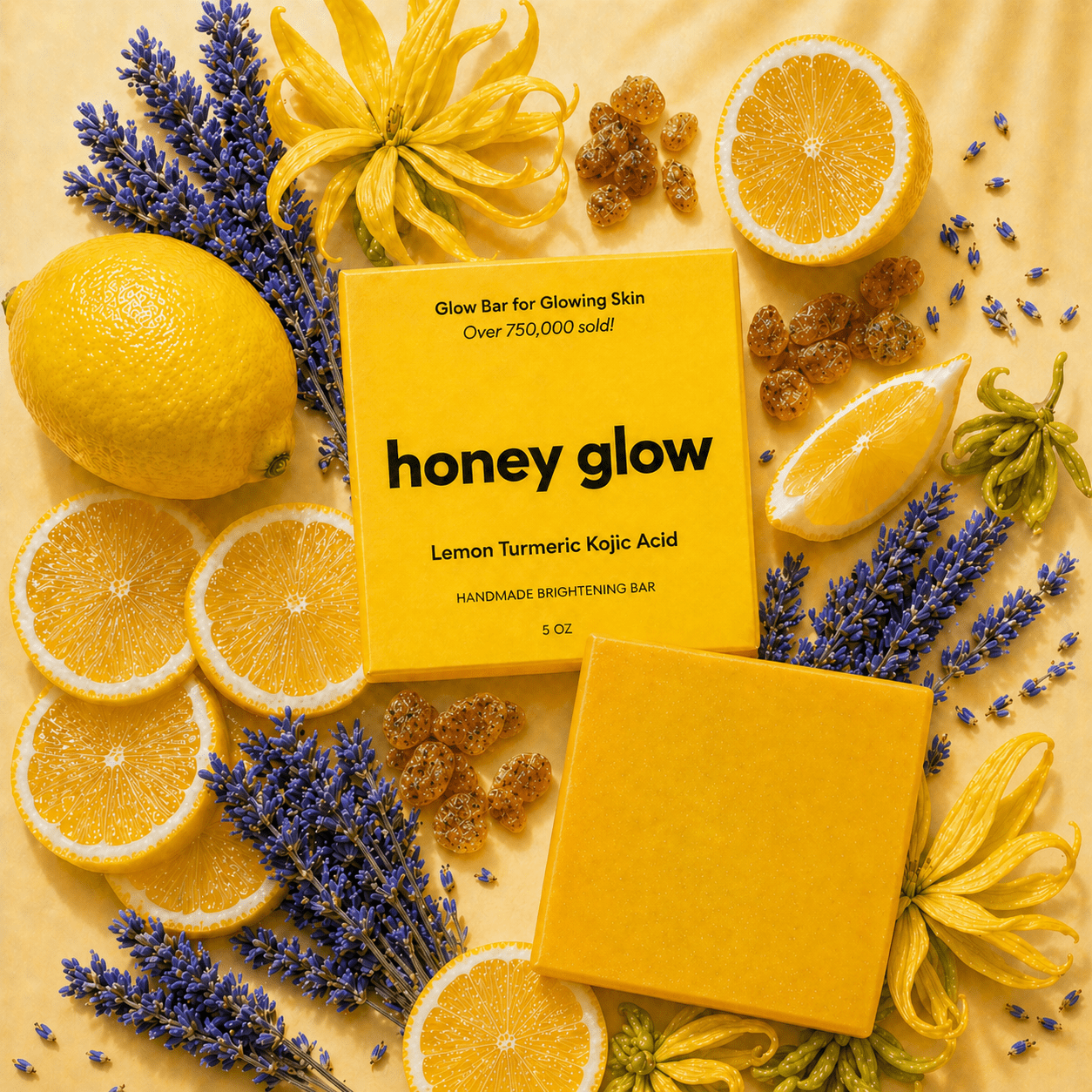 Lemon Turmeric & Kojic Acid Brightening Soap Bar - Classic & Scented Options - Honey Glow
