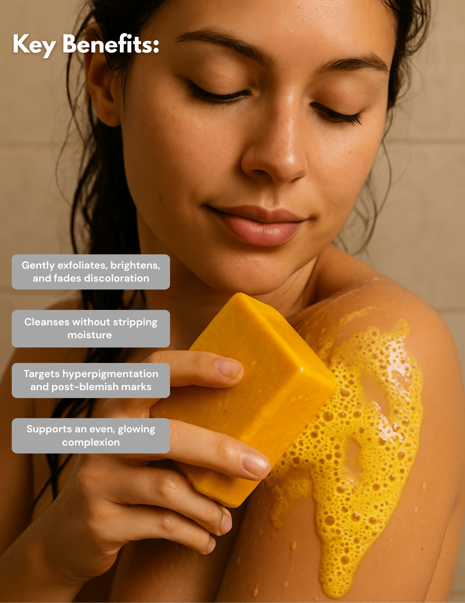 Lemon Turmeric & Kojic Acid Brightening Soap Bar - Classic & Scented Options - Honey Glow