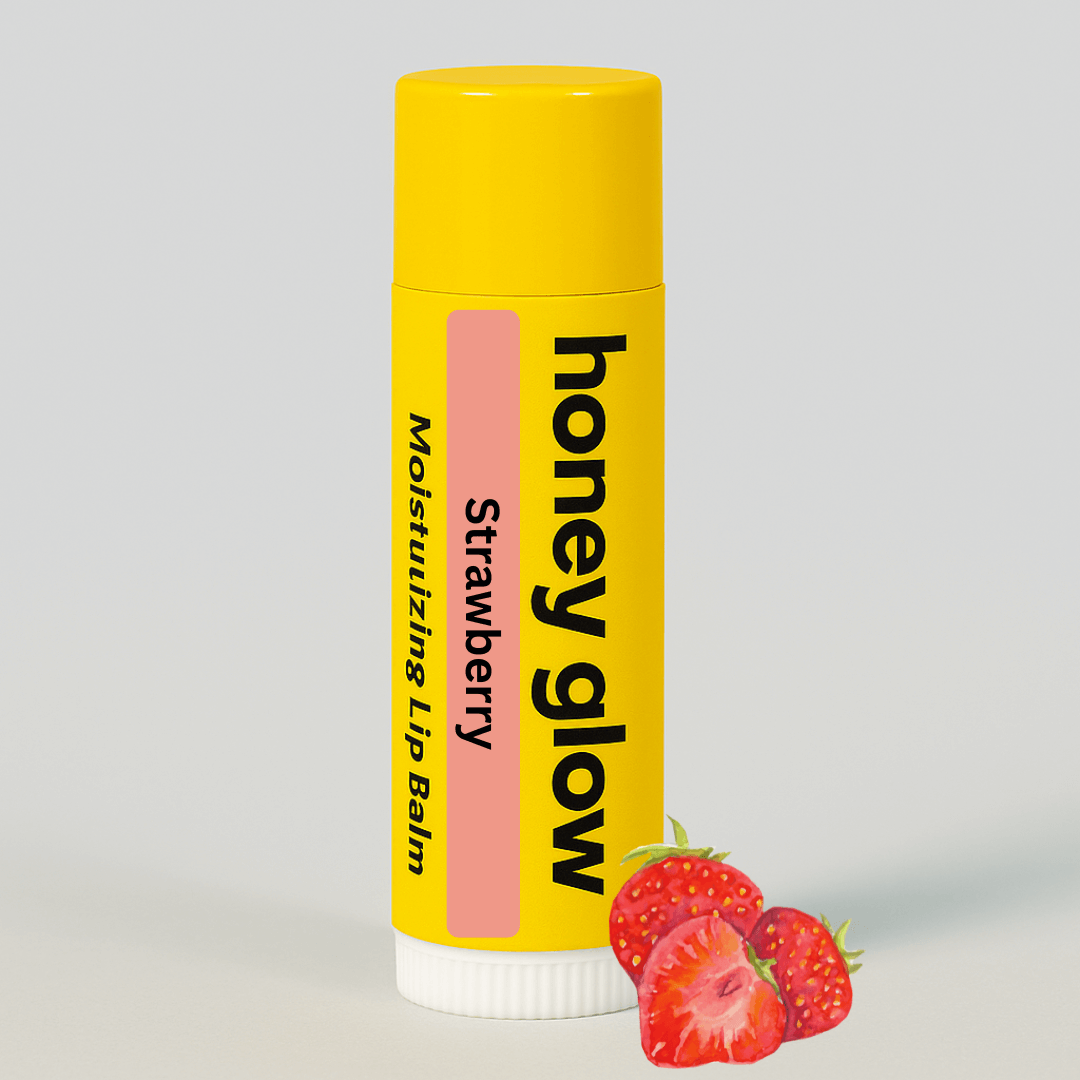 Organic Beeswax Lip Balm – Moisturizing Lip Care with Vitamin E & Peppermint Oil for Dry, Chapped Lips - Honey Glow