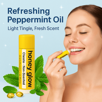 Organic Beeswax Lip Balm – Moisturizing Lip Care with Vitamin E & Peppermint Oil for Dry, Chapped Lips - Honey Glow